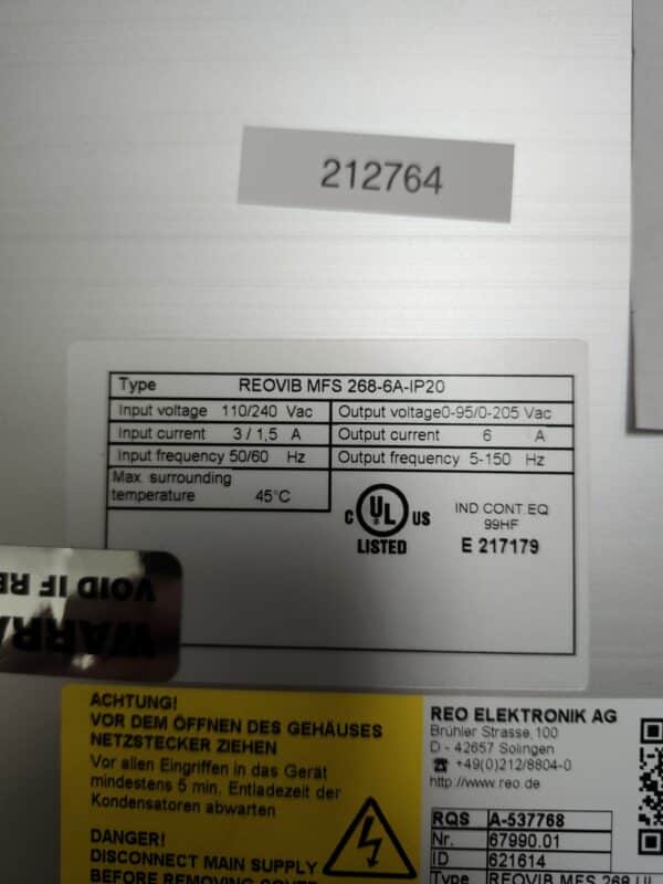 Repaired and Tested REO Electric Drive REOVIB-MFS-268-6A-IP20, at ACCU