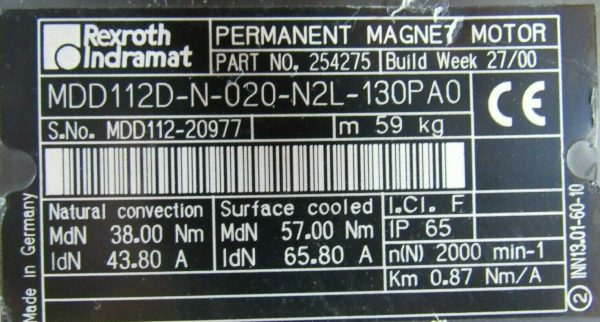Repaired and Tested Indramat MDD112C-N-020-N2L-130PA0 Servo Motor, at ACCU