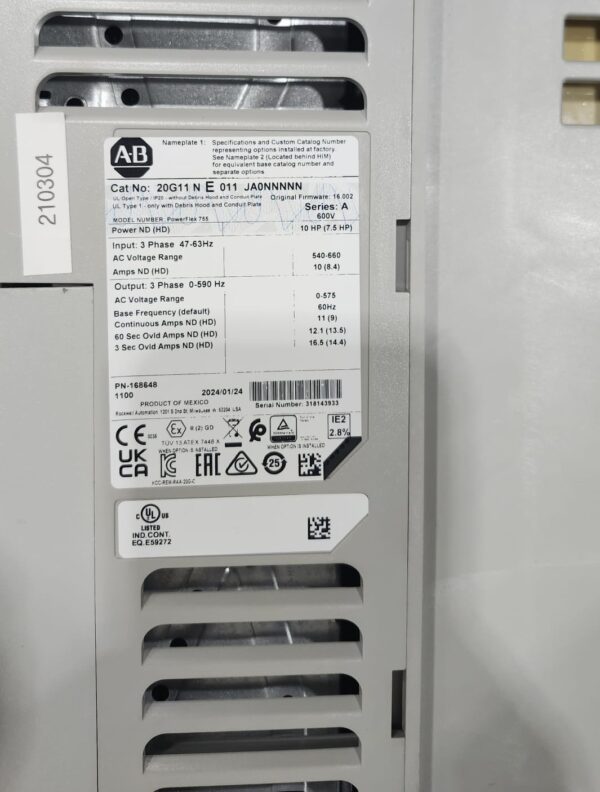 Repaired and Tested Allen Bradley 20G11NE011JA0NNNNN Drive, at ACCU