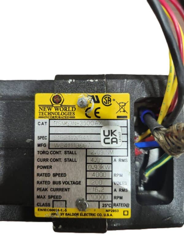 Repaired and Tested BSM63N-350OAX New World Technologies Motor, at ACCU