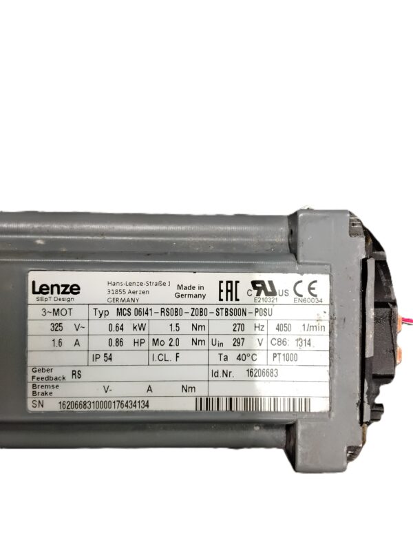 Repaired and Tested Lenze MCS 06I41-RS0B0-Z0B0-STBS00N-P0S Motor, at ACCU