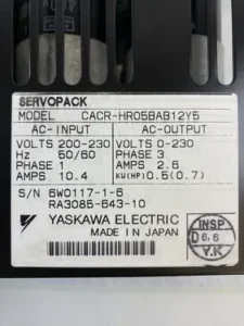 Repaired and Tested CACRHR05BAB12Y5 Servo Drive by YASKAWA ELECTRIC, at ACCU