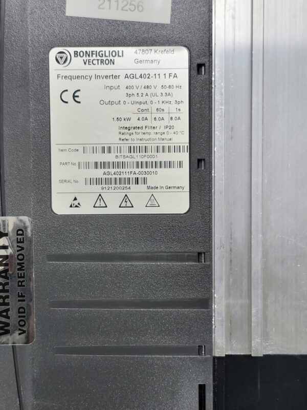 Repaired and Tested BONFIGIOLI AGL402-11-1-FA Drive, at ACCU