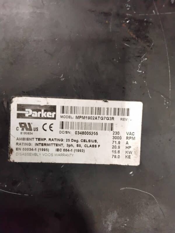 Repaired and Tested Parker MPM1902ATG7G3R Servo Motor, at ACCU