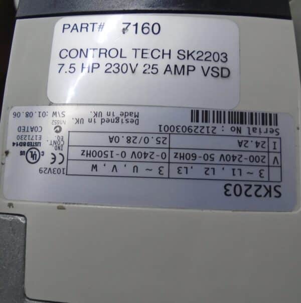 Repaired and Tested Control Techniques SK2203 Drive, at ACCU