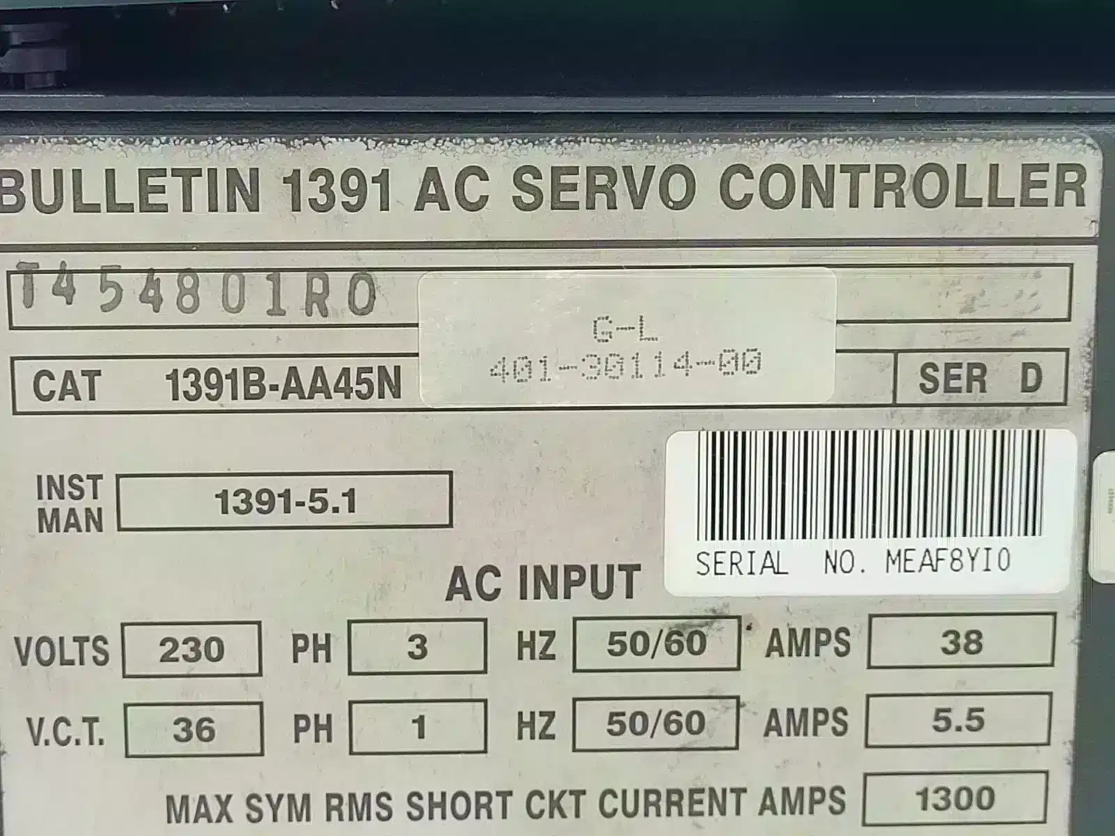 Repaired and Tested Allen Bradley 1391B-AA45N Servo Drive, at ACCU